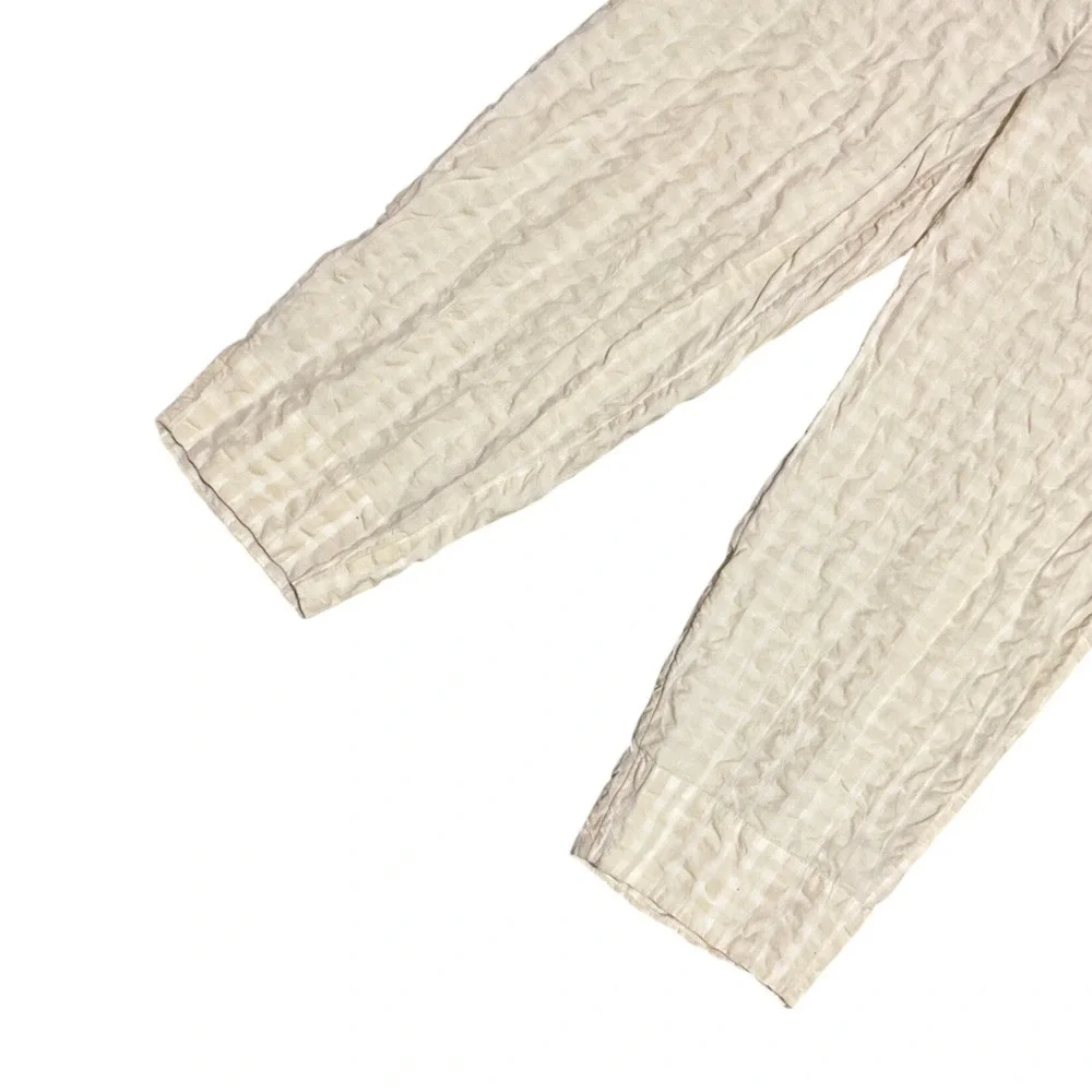 Free People High Rise Crop Pants White Ivory Cotton Crinkle Side Button Women XS